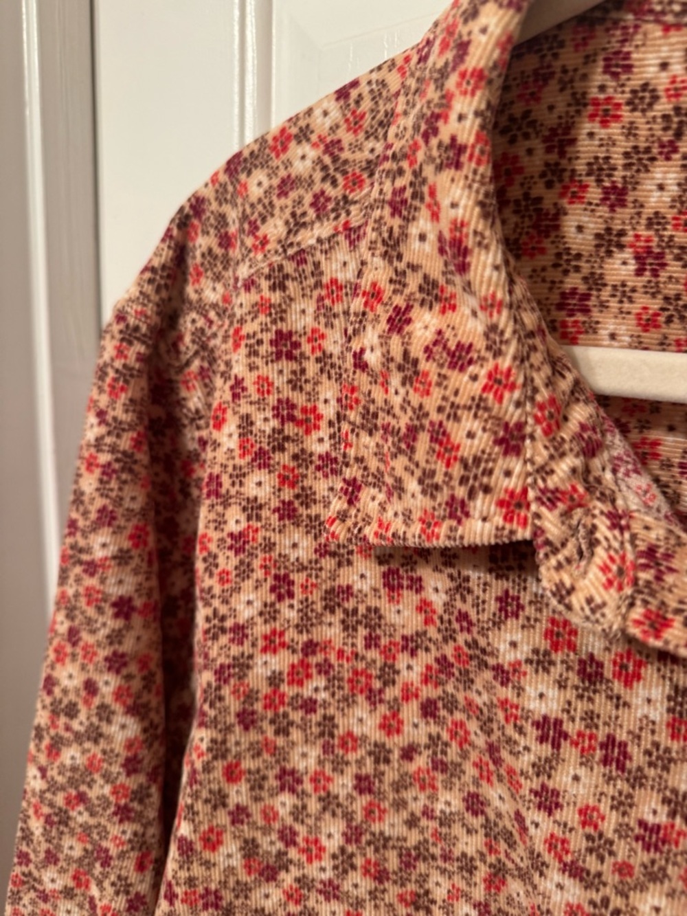 BASIC EDITIONS | Women Corduroy Floral Button Down Shirt / Size 2X